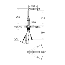 Grohe Essence Smartcontrol Eviye Bataryası - 31615000 - 2