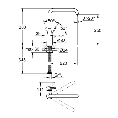 Grohe Essence Tek Kumandalı Eviye Bataryası - 30269000 - 2