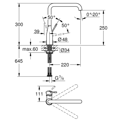 Grohe Essence Tek Kumandalı Eviye Bataryası - 30269GL0 - 2