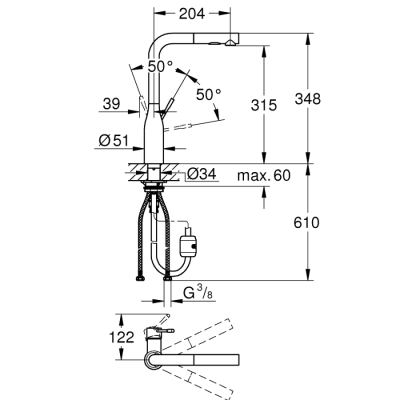 Grohe Essence Tek Kumandalı Eviye Bataryası - 30270AL0 - 2