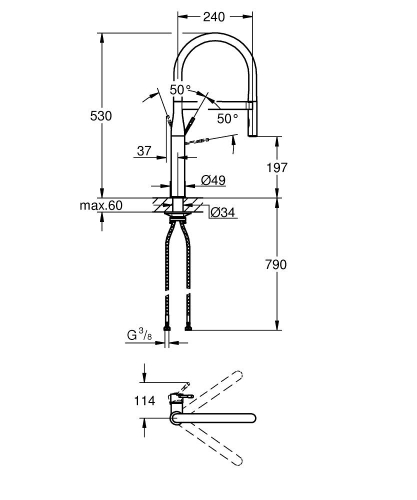 Grohe Essence Tek Kumandalı Eviye Bataryası - 30294Al0 - 3
