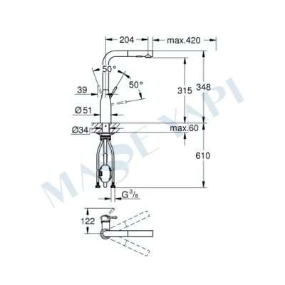 Grohe Essence Tek Kumandalı Eviye Bataryası - 30504KF0 - 9