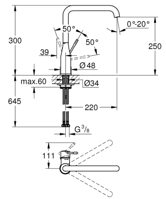 Grohe Essence Tek Kumandalı Eviye Bataryası - 30505A00 - 4