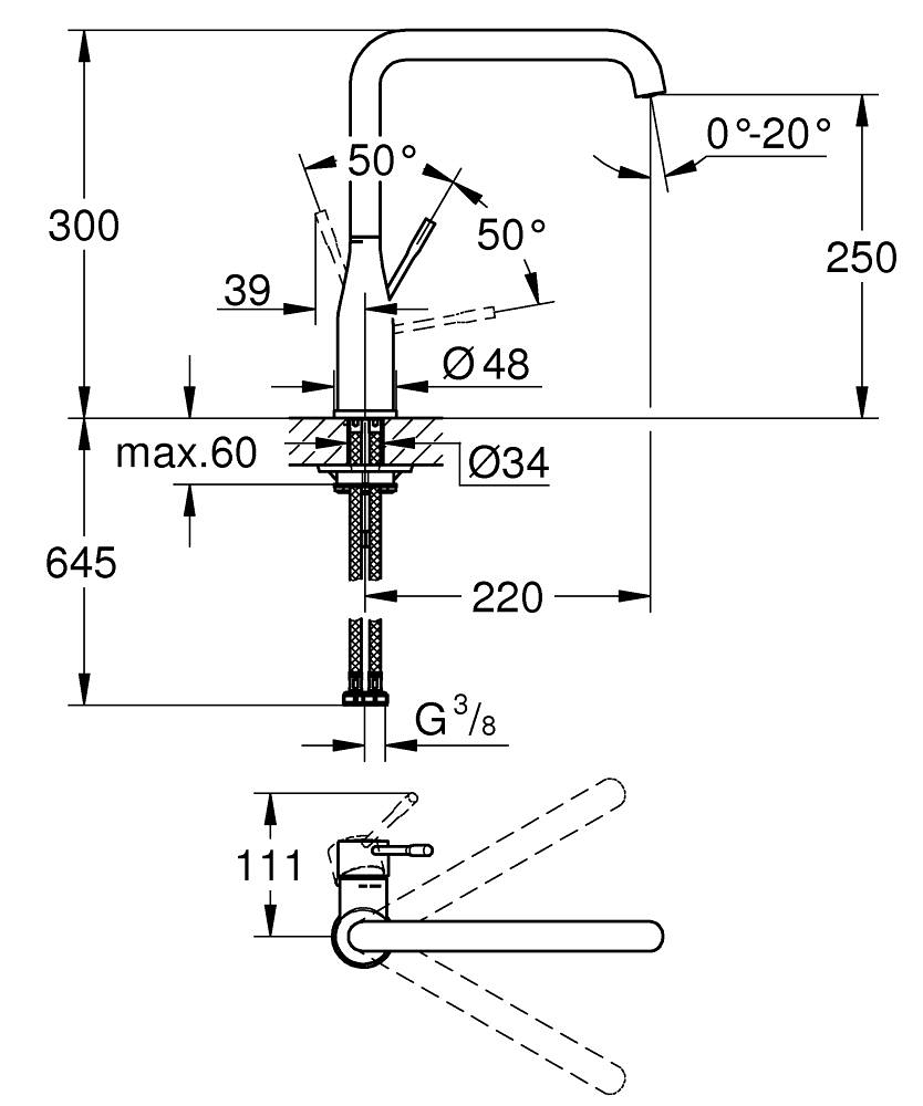 Grohe Essence Tek Kumandalı Eviye Bataryası - 30505DL0 - 3