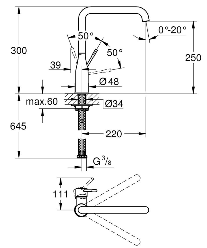 Grohe Essence Tek Kumandalı Eviye Bataryası - 30505KF0 - 5