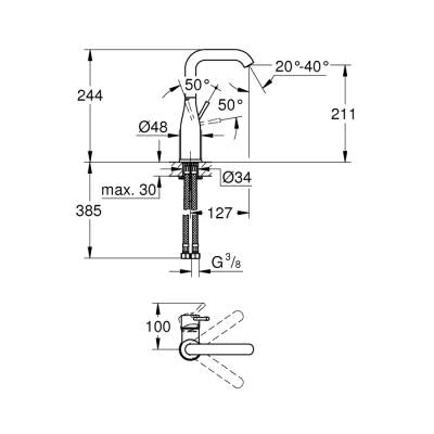 Grohe Essence Tek Kumandalı Lavabo Bataryası 1/2