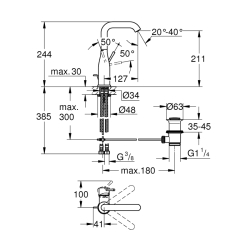 Grohe Essence Tek Kumandalı Lavabo Bataryası 1/2