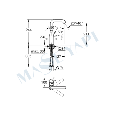 Grohe Essence Tek Kumandalı Lavabo Bataryası 1/2