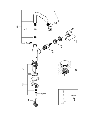 Grohe Essence Tek Kumandalı Lavabo Bataryası 1/2