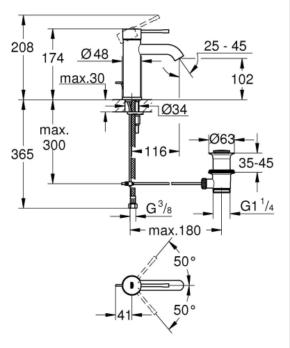 Grohe Essence Tek Kumandalı Lavabo Bataryası S - 24171GL1 - 3