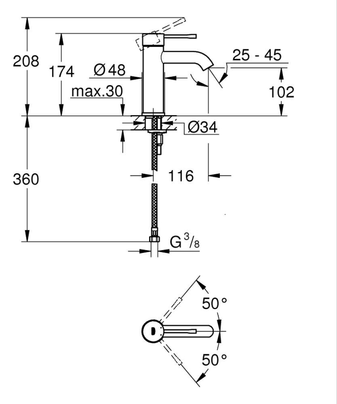 Grohe Essence Tek Kumandalı Lavabo Bataryası S - 24172DL1 - 3