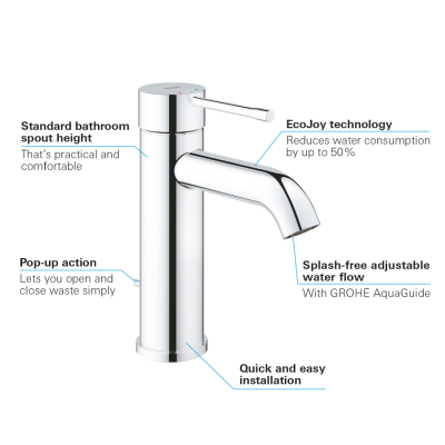 Grohe Essence Tek Kumandalı Lavabo Bataryası
S-Boyut - 23589001 - 3