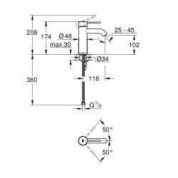 Grohe Essence Tek Kumandalı Lavabo Bataryası
S-Boyut - 23590001 - 2