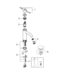 Grohe Essence Tek Kumandalı Lavabo Bataryası S-Boyut - 24172KF1 - 3