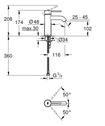 Grohe Essence Tek Kumandalı Lavabo Bataryası S-Boyut - 24172KF1 - 5