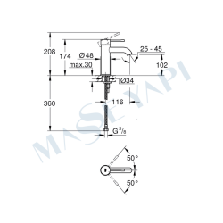 Grohe Essence Tek Kumandalı Lavabo Bataryası S-Boyut - 24172KF1 - 8