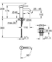 Grohe Essence Tek Kumandalı Lavabo Bataryası S-Boyut - 24179001 - 4