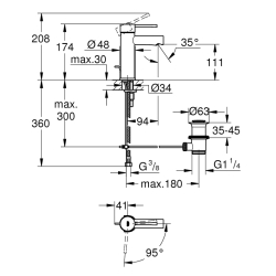 Grohe Essence Tek Kumandalı Lavabo Bataryası
S - Boyut - 24183001 - 2