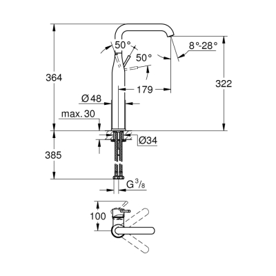 Grohe Essence Tek Kumandalı Lavabo Bataryası Xl - 24170A01 - 2