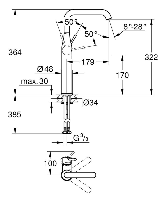 Grohe Essence Tek Kumandalı Lavabo Bataryası
Xl-Boyut - 32901001 - 3