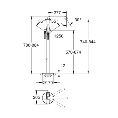 Grohe Essence Yerden Küvet Bataryası - 23491001 - 2