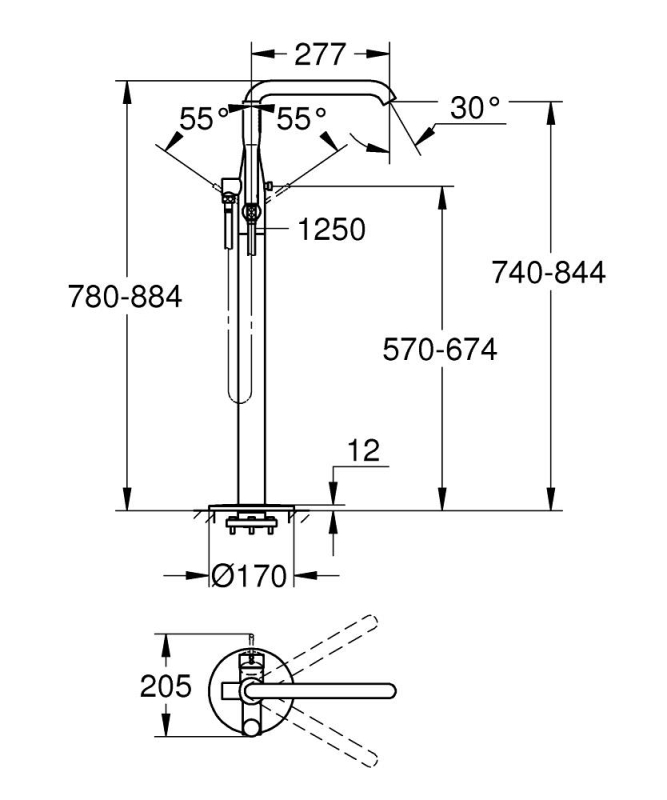 Grohe Essence Yerden Küvet Bataryası - 23491Gn1 - 3