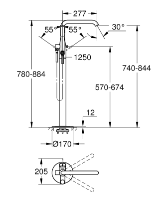 Grohe Essence Yerden Küvet Bataryası - 25248001 - 4