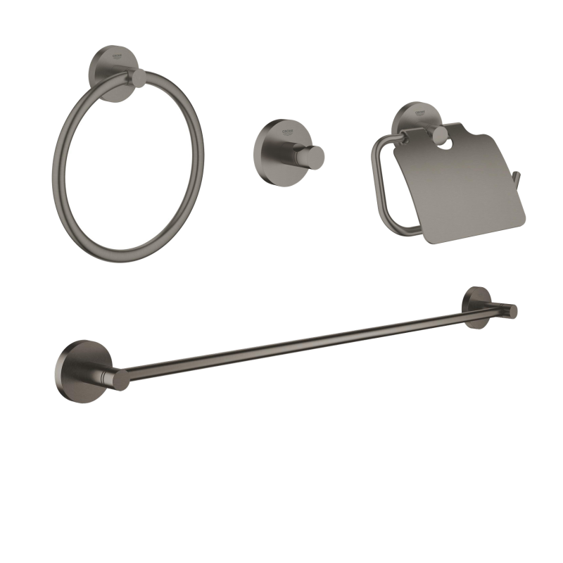 Grohe Essentials 4'Ü Bir Arada Banyo Aksesuar Seti Fırçalı Antracit - 1
