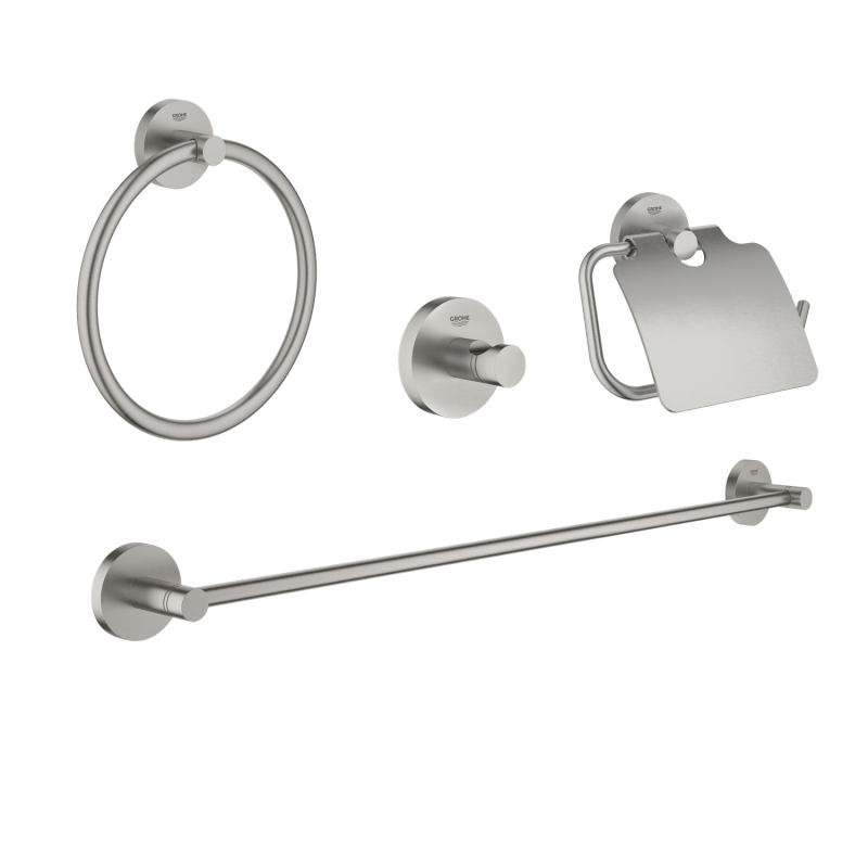 Grohe Essentials 4'Ü Bir Arada Banyo Aksesuar Seti Fırçalı Nikel - 1