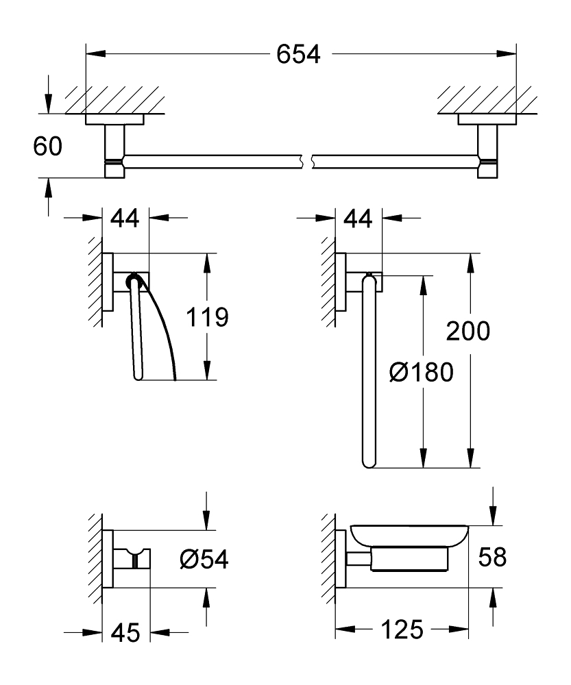 Grohe Essentials 5'İ Bir Arada Banyo Aksesuar Seti - 40344001 - 3