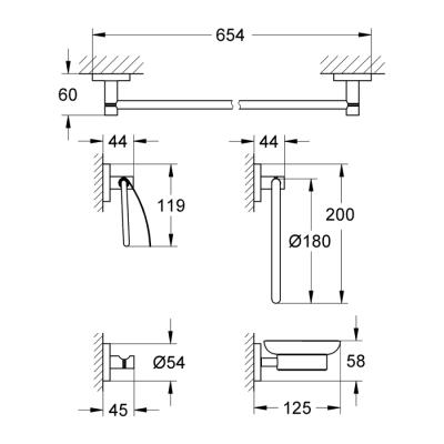 Grohe Essentials 5'İ Bir Arada Banyo Aksesuar Seti - 40344Dc1 - 2