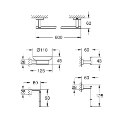 Grohe Essentials Cube 5'İ Bir Arada Banyo Aksesuar Seti - 40758001 - 2