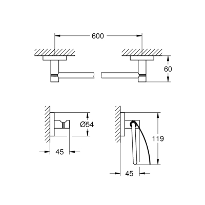 Grohe Essentials Guest 3'Ü 1 Arada Banyo Aksesuar Seti - 40775001 - 2