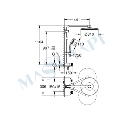 Grohe Euphoria Smartcontrol 310 Duo Duş Sistemi Duvara Monte Termostatik Bataryalı Duş Sistemi (22120Kf0) - 5