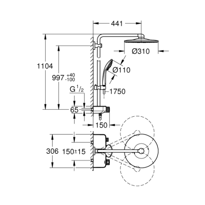 Grohe Euphoria Smartcontrol 310 Duo Duş Sistemi Duvara Monte Termostatik Bataryalı Duş Sistemi - 26507000 - 2