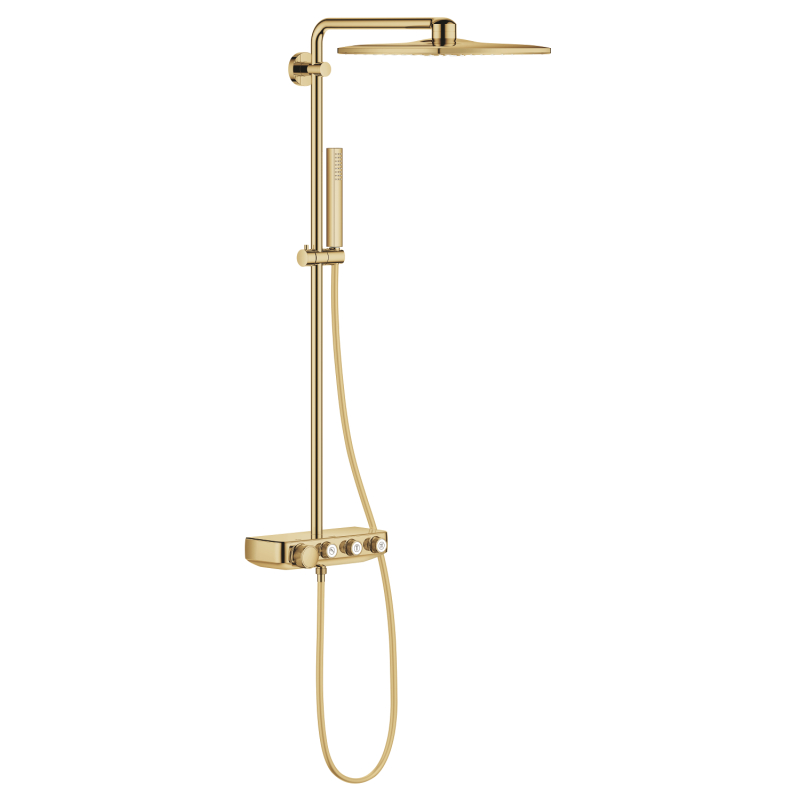 Grohe Euphoria SmartControl System 310 Cube Duo Duvara Monte Termostatik Bataryalı Duş Sistemi, Altın - 26508GL0 - 2