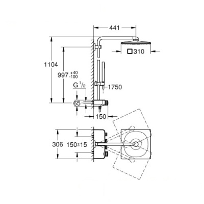 Grohe Euphoria SmartControl System 310 Cube Duo Duvara Monte Termostatik Bataryalı Duş Sistemi, Bakır - 26508DA0 - 2
