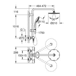 Grohe Euphoria System 210 Duvara Monte Termostatik Bataryalı Duş Sistemi - 26383000 - 2