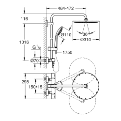 Grohe Euphoria System 310 Duvara Monte Termostatik Bataryalı Duş Sistemi - 26075Dl0 - 2