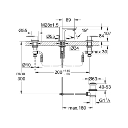 Grohe Eurocosmo 3 Delikli Lavabo Bataryası 1/2