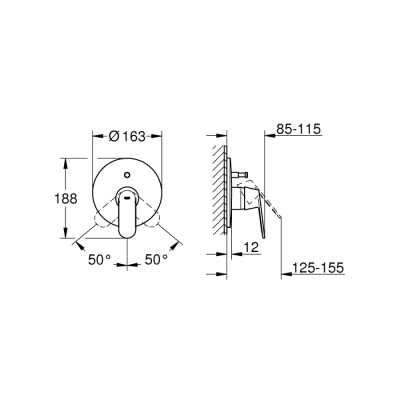 Grohe Eurocosmo Ankastre Banyo/Duş Bataryası - 19382000 - 2