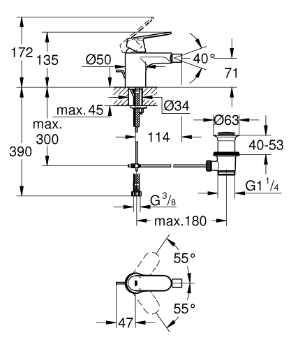 Grohe Eurocosmo Tek Kumandalı Bide Bataryası
S-Boyut - 32839000 - 3