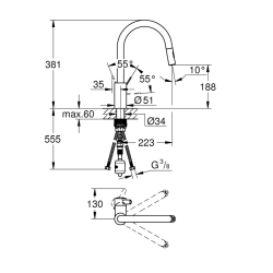 Grohe Eurocosmo Tek Kumandalı Eviye Bataryası - 31481001 - 2