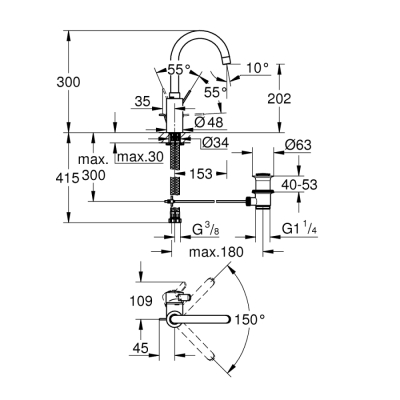 Grohe Eurocosmo Tek Kumandalı Lavabo Bataryası 1/2