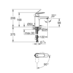 Grohe Eurocosmo Tek Kumandalı Lavabo Bataryası
M - Boyut - 2339700E - 2