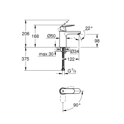 Grohe Eurocosmo Tek Kumandalı Lavabo Bataryası
M-Boyut - 2339800E - 2