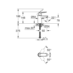 Grohe Eurocosmo Tek Kumandalı Lavabo Bataryası
S-Boyut - 32824000 - 2