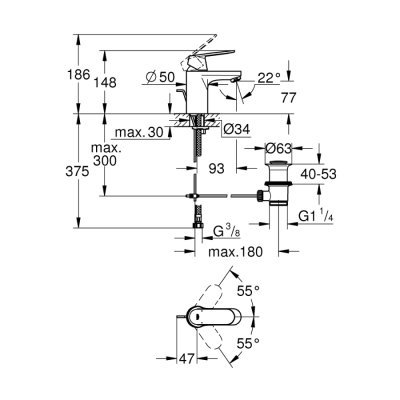 Grohe Eurocosmo Tek Kumandalı Lavabo Bataryası
S-Boyut - 3282500E - 2