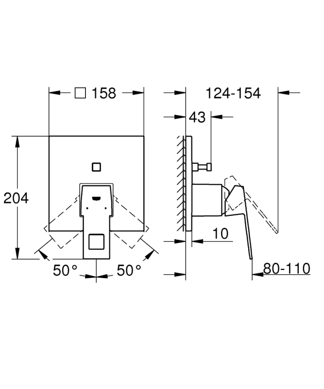 Grohe Eurocube Ankastre Banyo/Duş Bataryası - 24062Al0 - 5