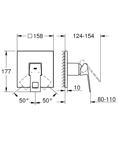 Grohe Eurocube Ankastre Duş Bataryası - 24061000 - 4